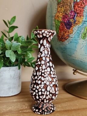Decorative Brown and White Textured Ceramic Vase